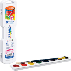 Watercolors, Oval Pans, 8 color set with brush