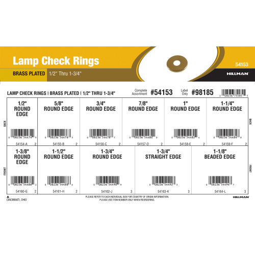 Brass Lamp Check Rings Assortment (1/2