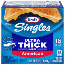 Kraft Singles Ultra Thick American Cheese Slices, 16 CT Pack