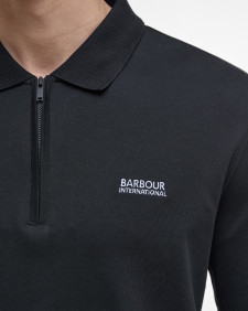 Innes Interlock Long-Sleeved Polo Shirt Black