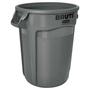 Rubbermaid Commercial, VENTED BRUTE®, 32gal, Resin, Gray, Round, Receptacle