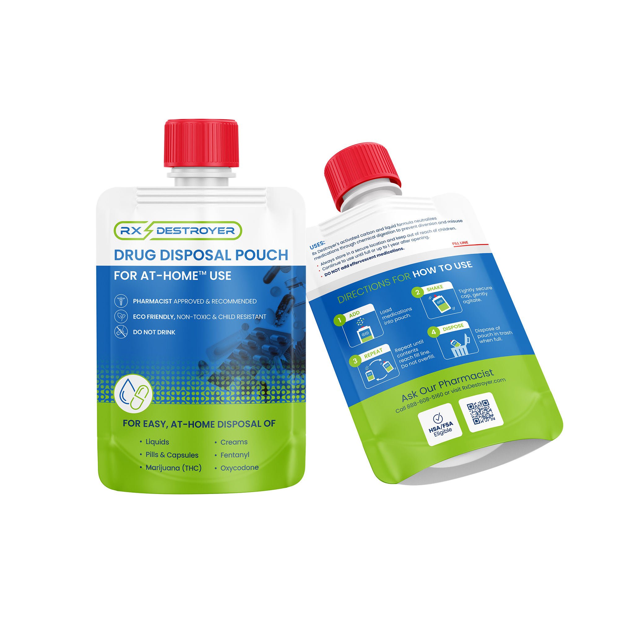 Rx Destroyer™ Drug Disposal Pouch for use with Pharmaceutical Disposal System