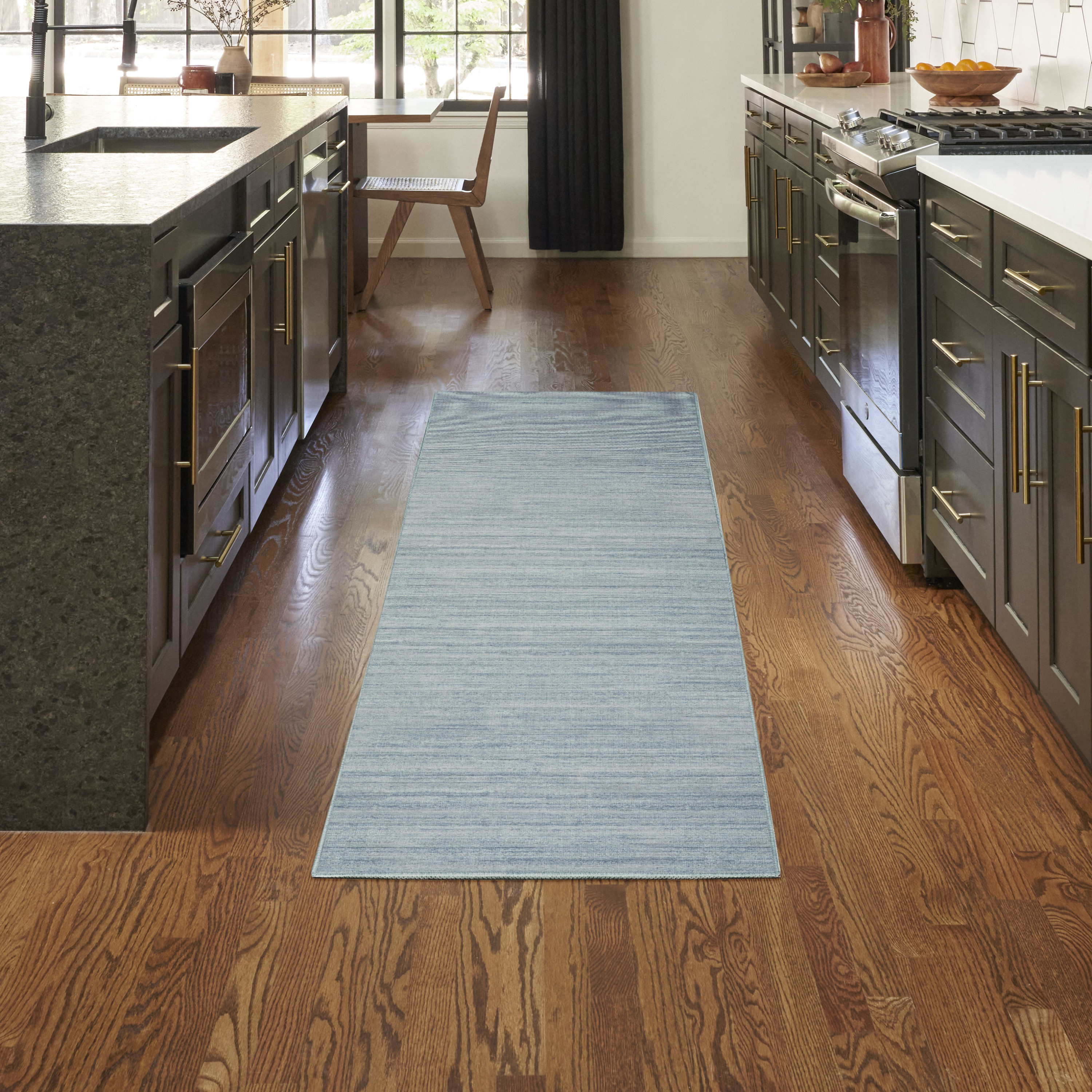 Nourison Washable Essentials 2'2" x 8' Aqua Modern Indoor Rug