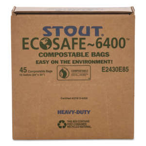 Envision, EcoSafe-6400 LLDPE Compostable Liner, 13 gal Capacity, 24 in Wide, 30 in High, 0.85 Mils Thick, Green