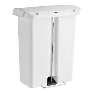 Rubbermaid Commercial, Streamline, Step-On, 8 gal, Resin, White, Rectangle, Receptacle