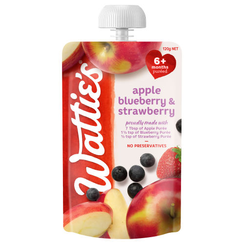  Wattie's® Apple Blueberry & Strawberry 120g 6+ months 