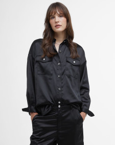 Della Satin Long-Sleeved Shirt Classic Black