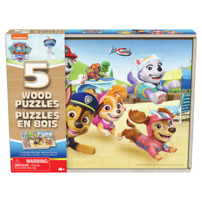 PAW Patrol 5-Pack of Wood Jigsaw Puzzles for Families, Kids, and Preschoolers Ages 3 and Up