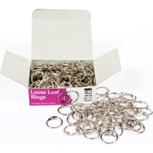 Loose Leaf Rings with Snap Closure, Nickel Plated, 1/2 Inch Diameter, 100/Box