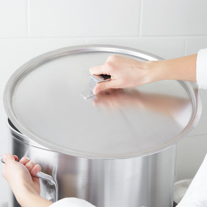 17 ⅛-inch Wear-Ever® domed aluminum cover with satin finish and dipped handle