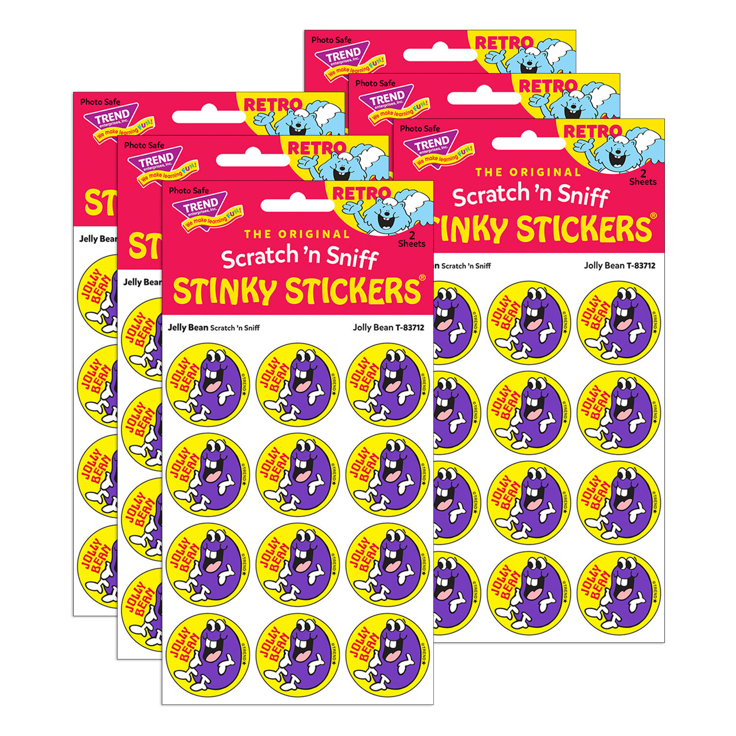 Stinky Stickers® Retro Jelly Bean Scent, Scratch 'n Sniff Stickers, 6-Pack (144 Stickers)