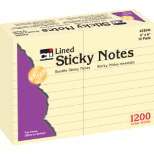 Sticky Notes, 4" x 6" Lined, 12 Pads