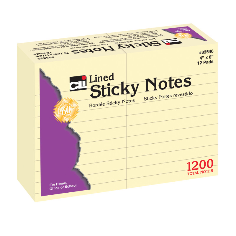 Sticky+Notes%2C+4%22+x+6%22+Lined%2C+12+Pads