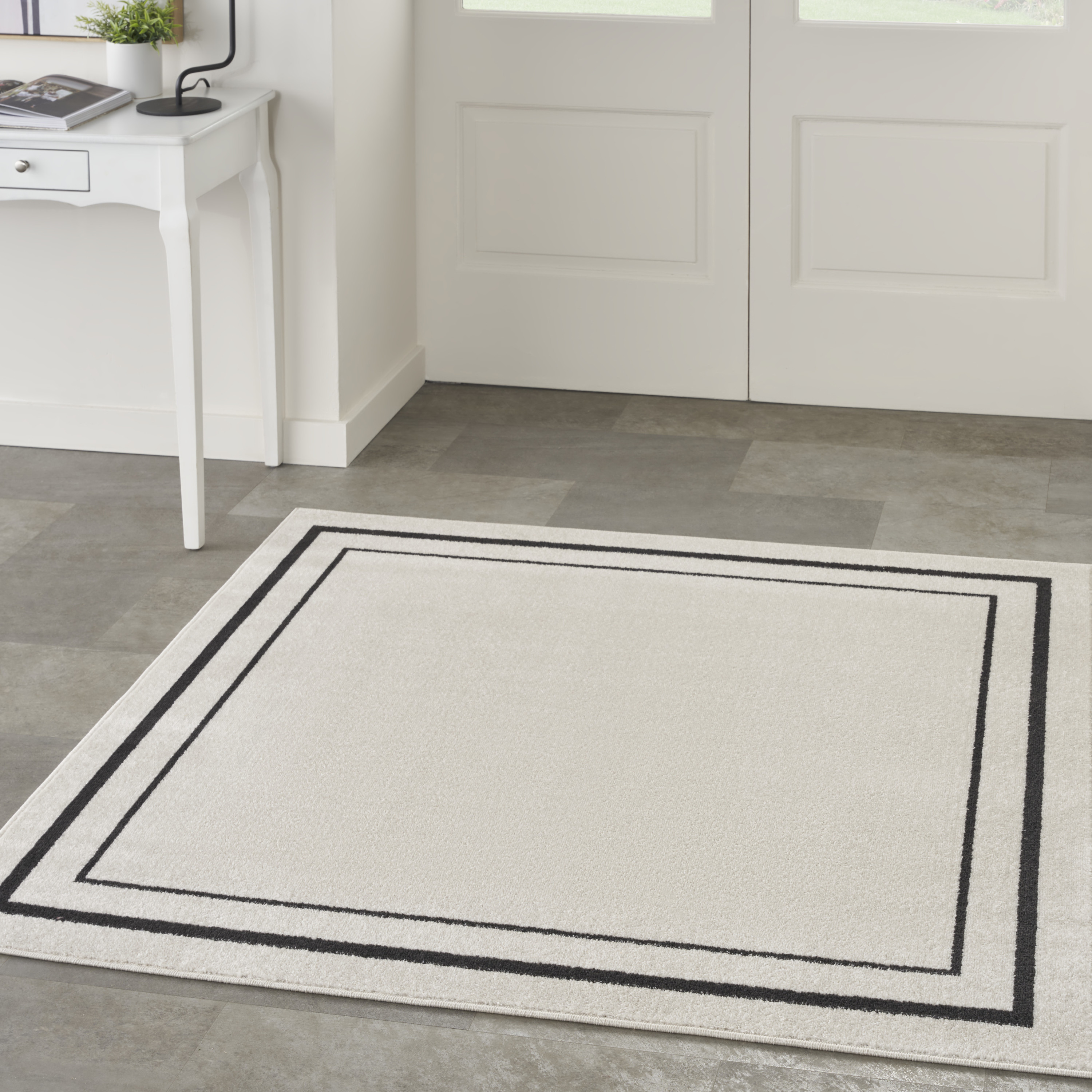 Nourison Nourison Essentials 5' x Square Ivory Black Contemporary Rug