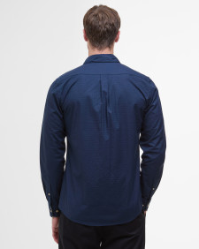Irvine Textured Tailored Long-Sleeved Shirt Classic Navy