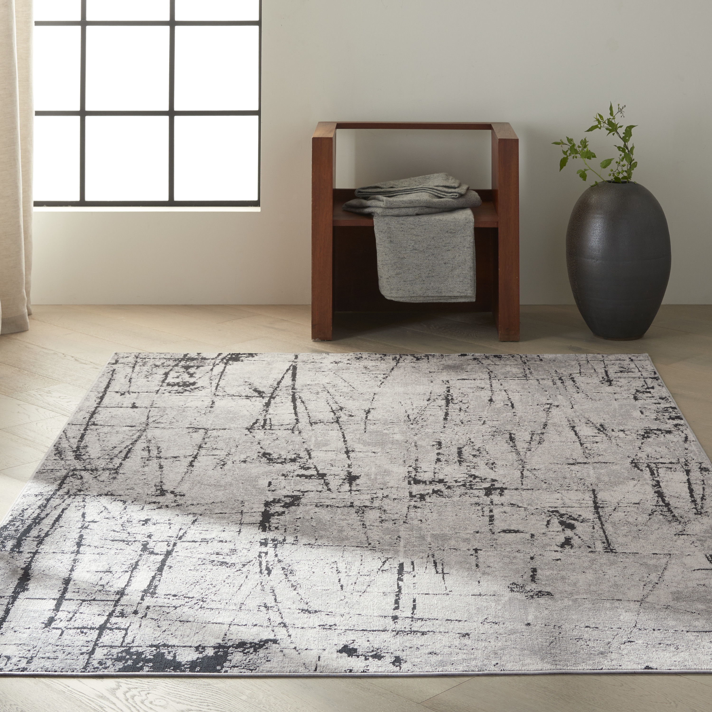Calvin Klein CK970 Vapor 5'3" x 7'3" Ivory Grey Modern Indoor Rug