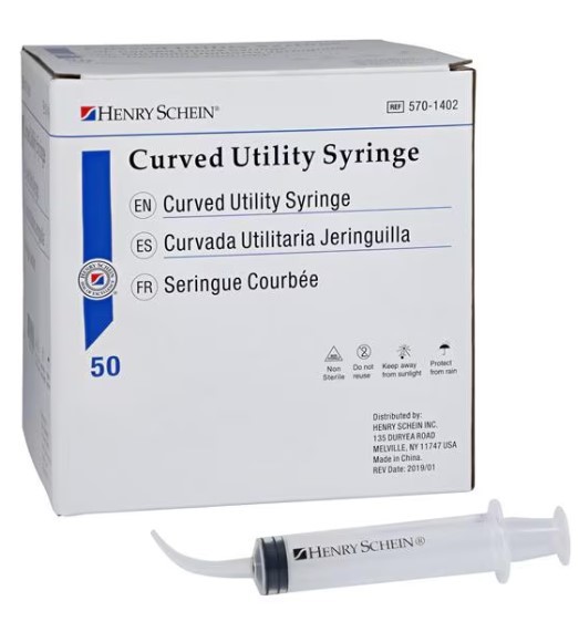 Henry Schein 12cc Irrigating Syringe-Curved Tip