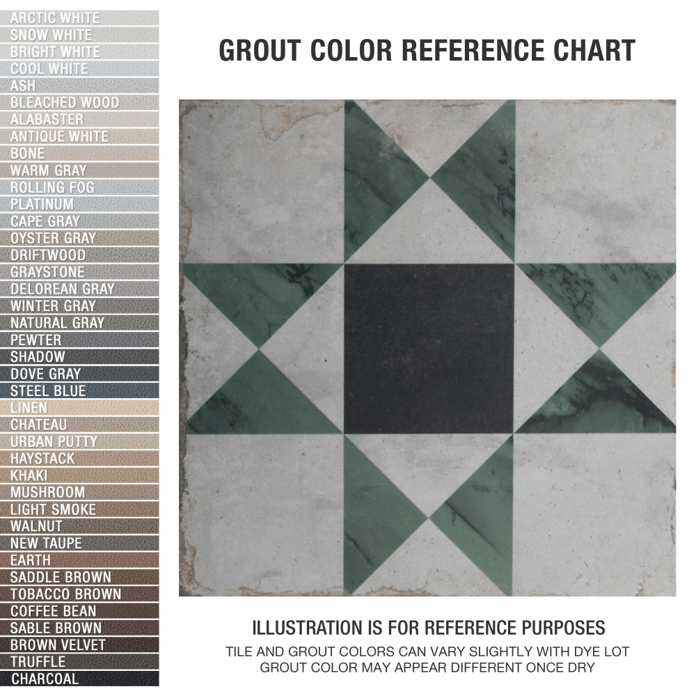 Renaissance Deco Emerald Cross 7-7/8 in. x 7-7/8 in. Porcelain Floor and Wall Tile