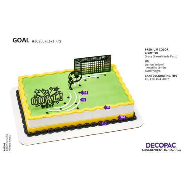 Goal Cake Decorating Instruction Card