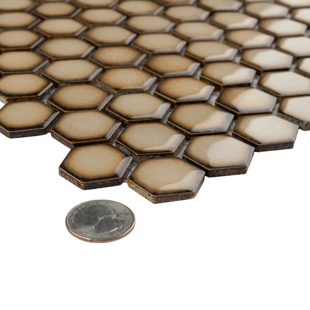 Hudson 1″ Hex Caffe 11-7/8 in. x 13-1/4 in. Porcelain Mosaic Tile