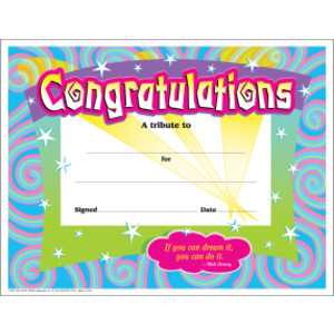 Congratulations/Swirls Colorful Classics Cert's., 30 ct