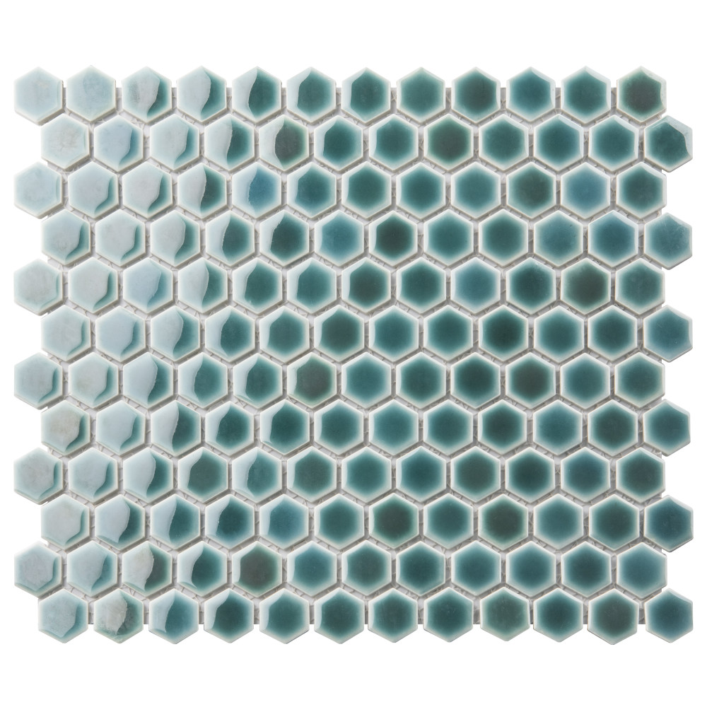 Sample – Hudson 1″ Hex Emerald Porcelain Mosaic Tile