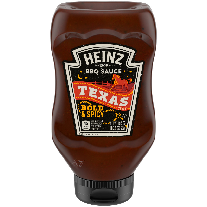 Heinz Texas Style Bold & Spicy BBQ Sauce, 19.5 oz Bottle image 