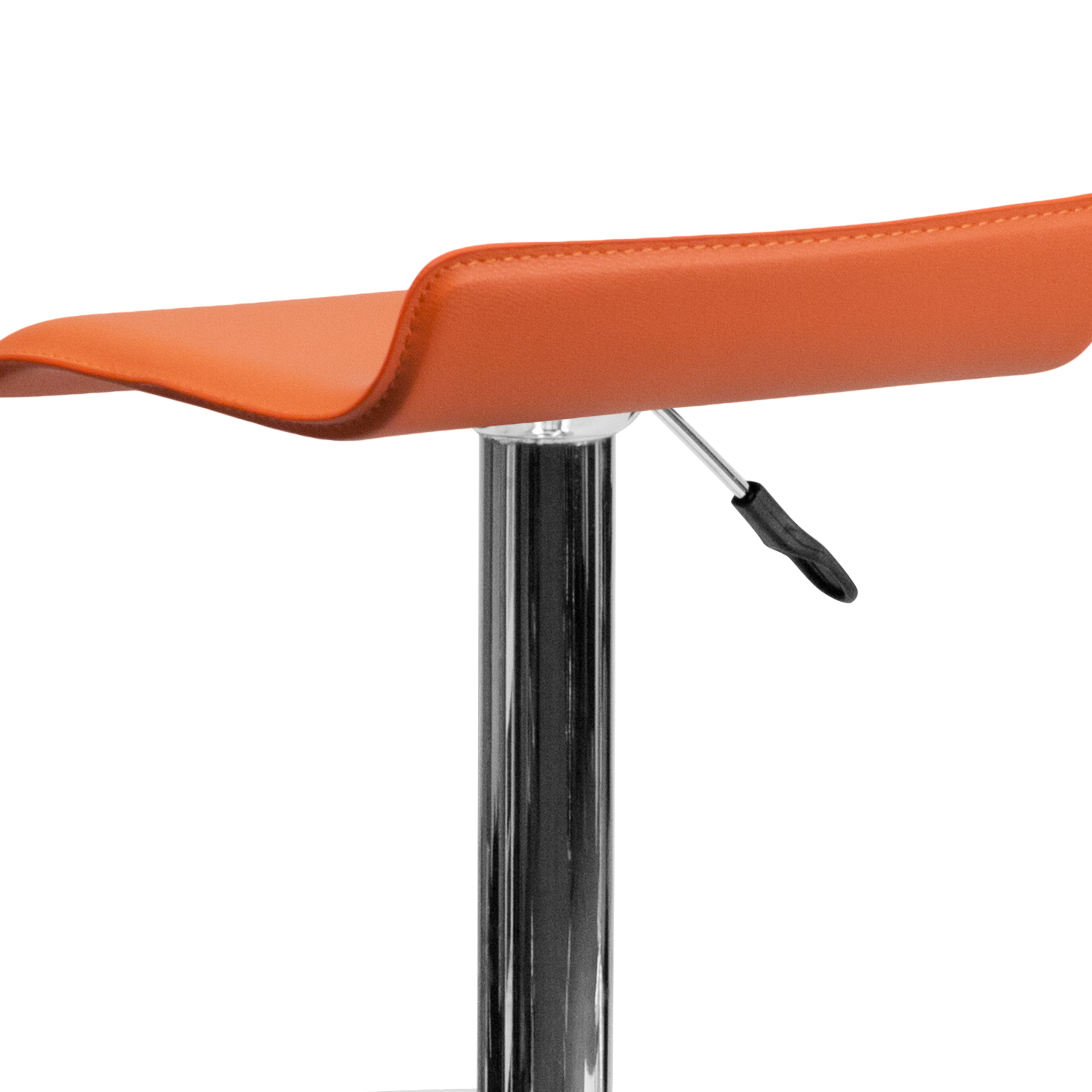 Taburete de bar de vinilo negro altura ajustable con asiento ondulado sólido - Imagen 20 de 31