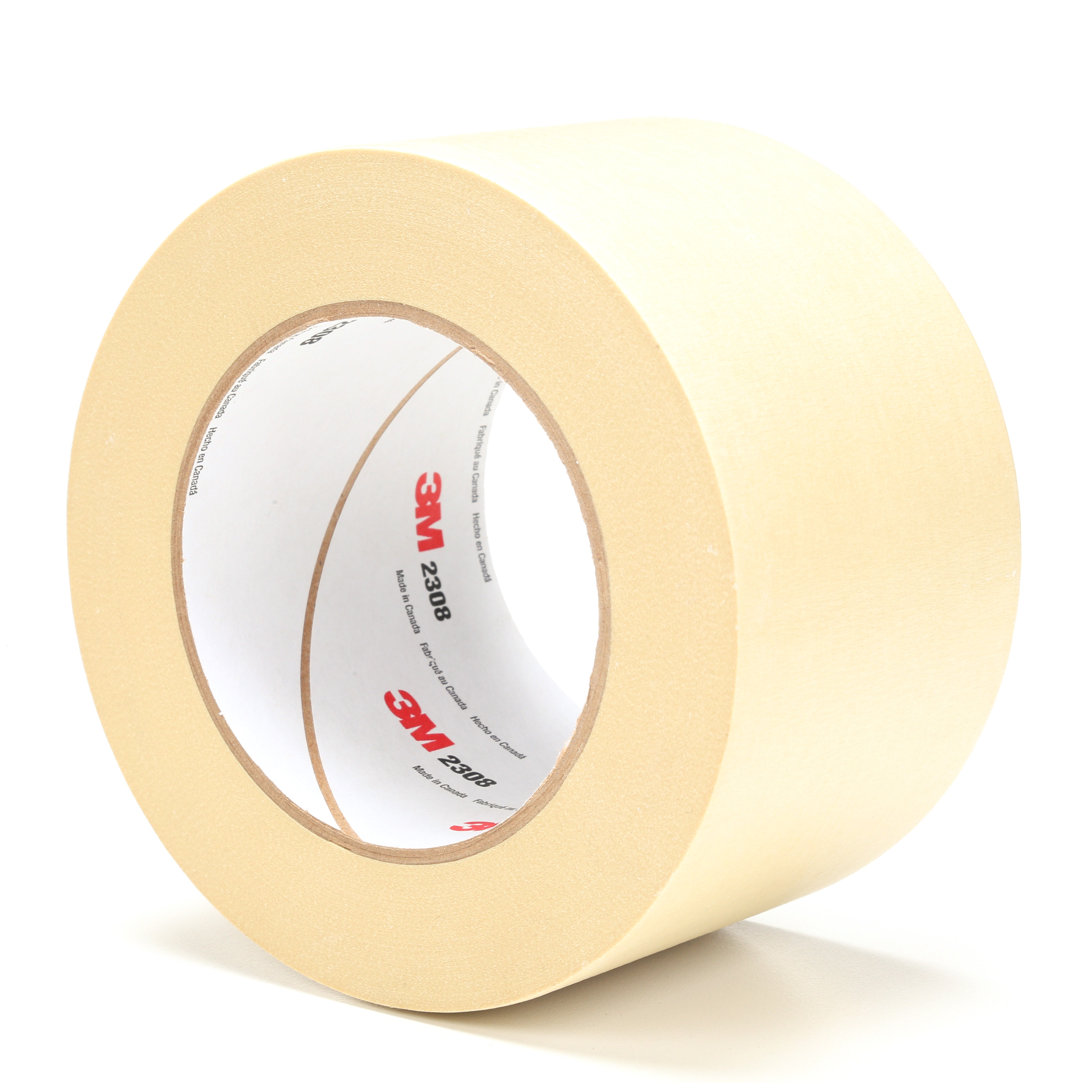 3M™ Masking Tape 2308, Tan, 72 mm x 55 m, 5.3 mil, 12 per case