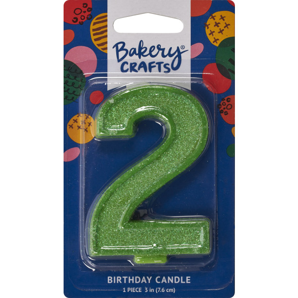 2 Glitter Numeral Candles