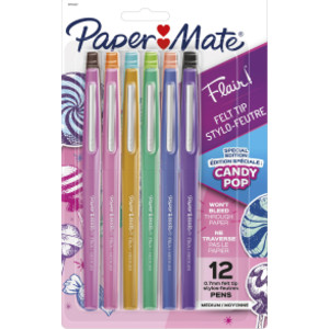 Flair Felt Tip Pens, Medium Point, Candy Pop Pack, 12 Count