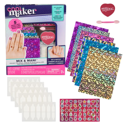 Cool Maker, Mix & Mani Holiday Foil Nail Kit with 6 Sheets of Foil for 5 Festive Manicures, Arts and Crafts Kids Toys for Girls Ages 7 and up