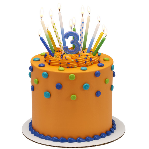 3 Mini Glitter Numeral Candles