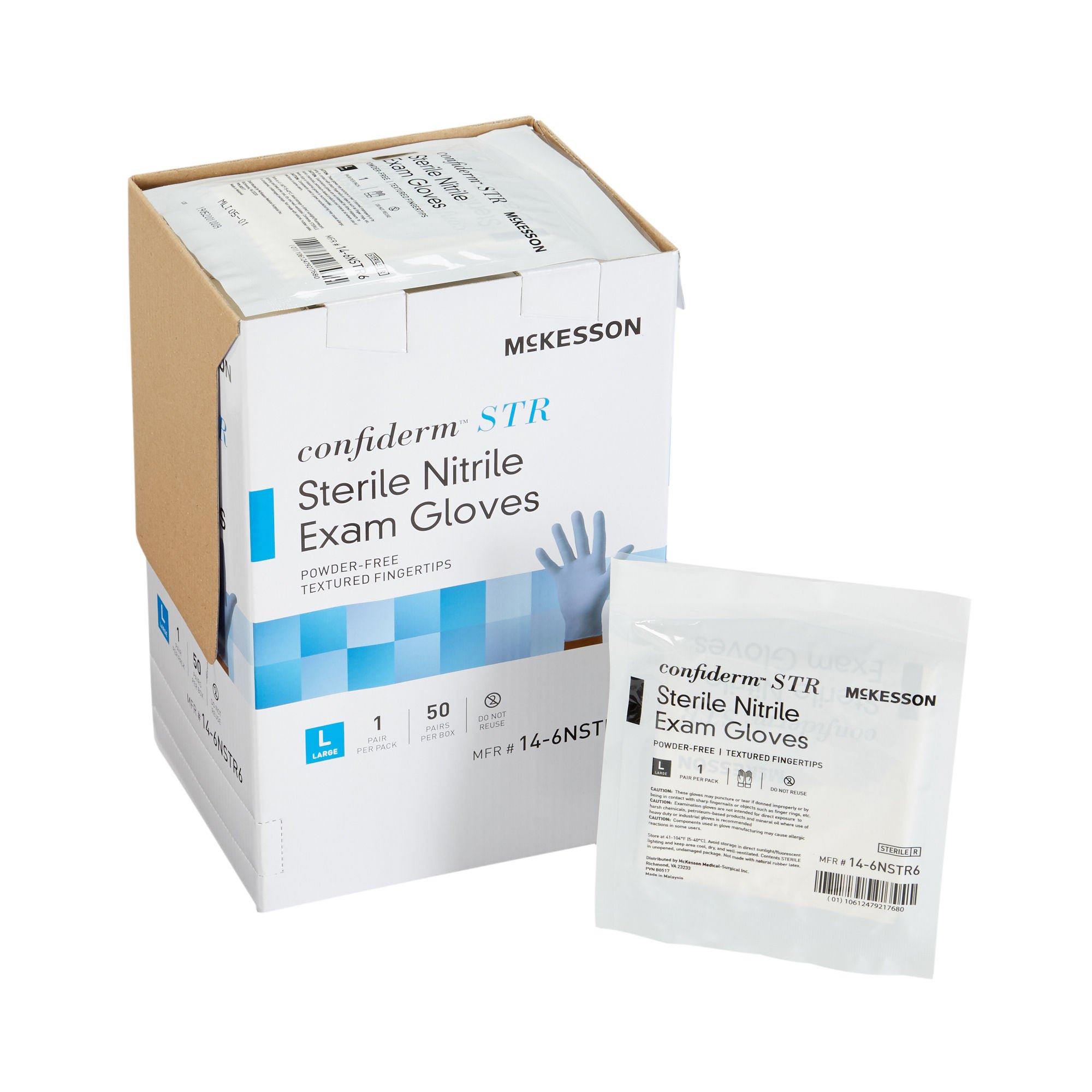 McKesson Confiderm® STR Nitrile Exam Glove, Large, Blue