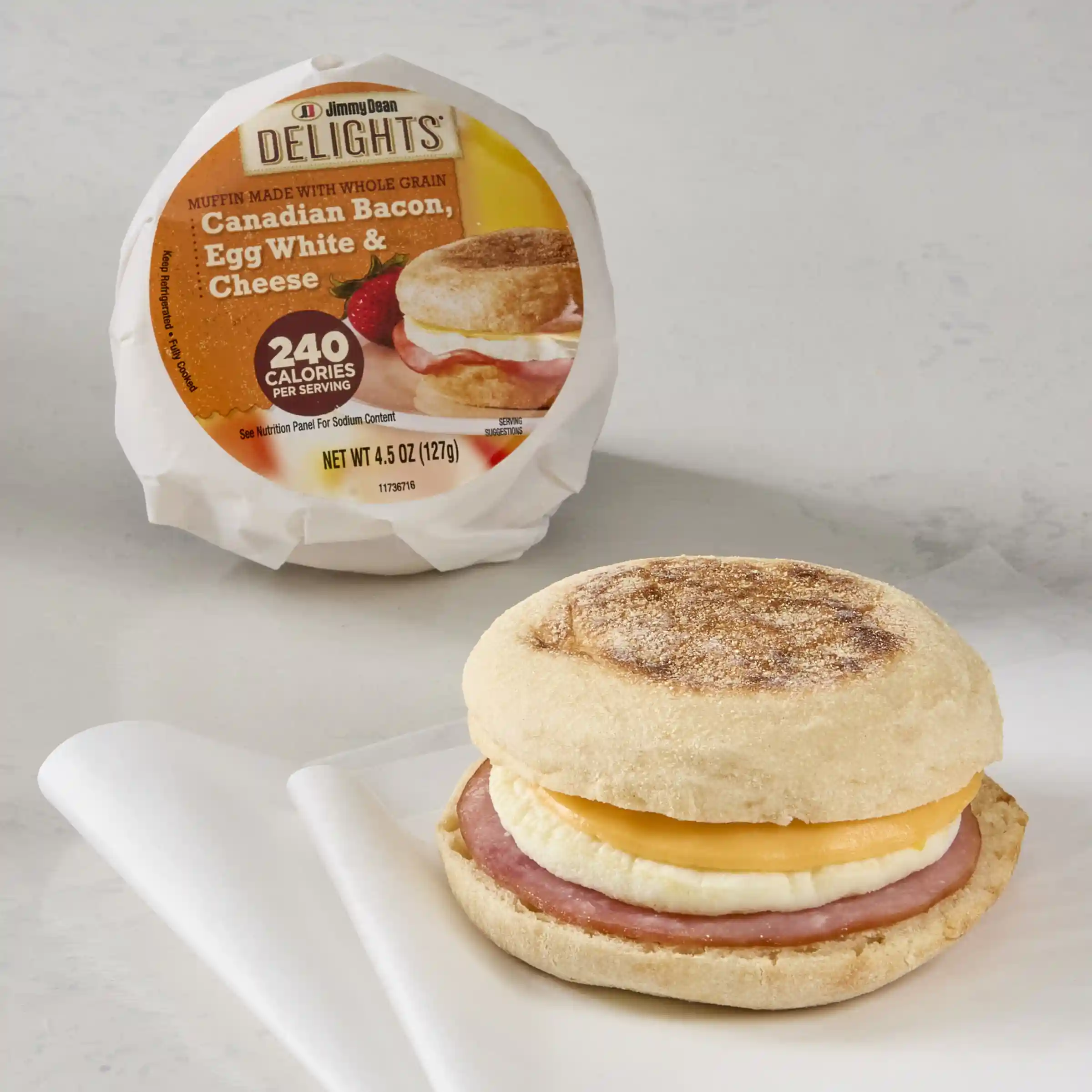 Jimmy Dean Delights® Butcher Wrapped Canadian Bacon, Egg White & Cheese Whole Grain Muffin_image_1