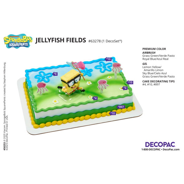 SpongeBob SquarePants Jellyfish Fields Cake Decorating Instruction Card