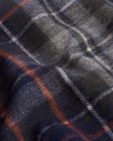 New Check Tartan Scarf Navy-Dark Ginger