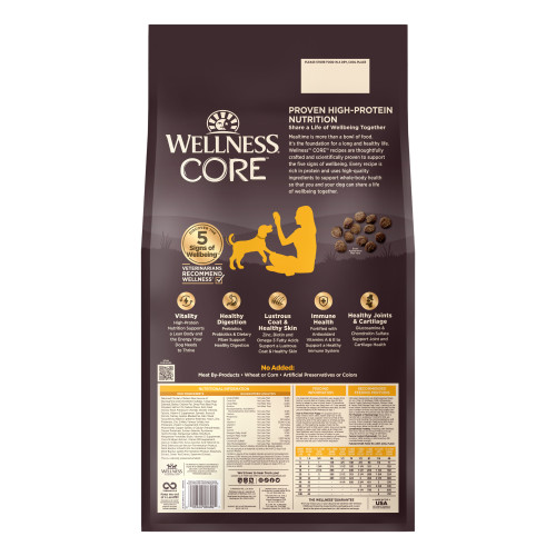 Wellness CORE Wholesome Grains Puppy Chicken Recipe back packaging