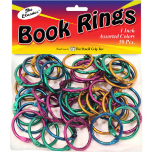 Book Rings, Assorted Colors, Pack of 50