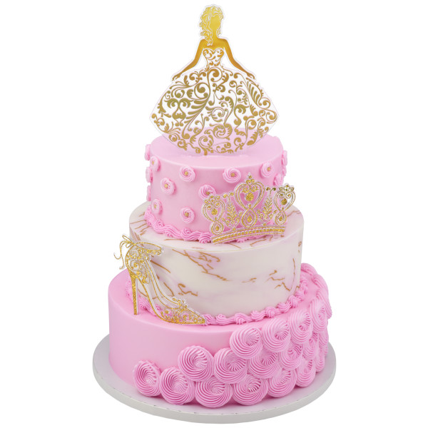 Gold Quinceañera Cake Kit