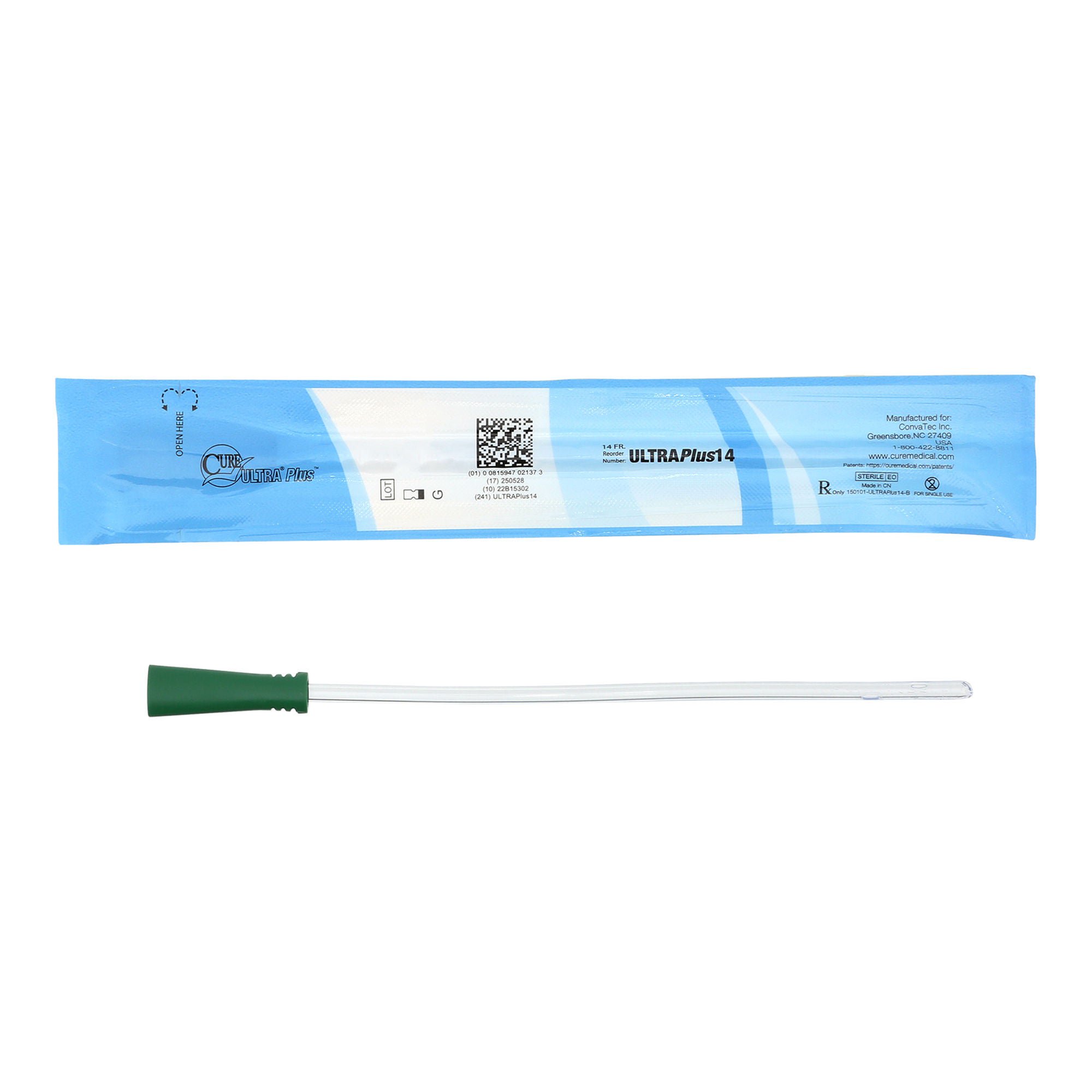 Cure Ultra® Plus Urethral Catheter, 14 Fr., 8 Inch Length