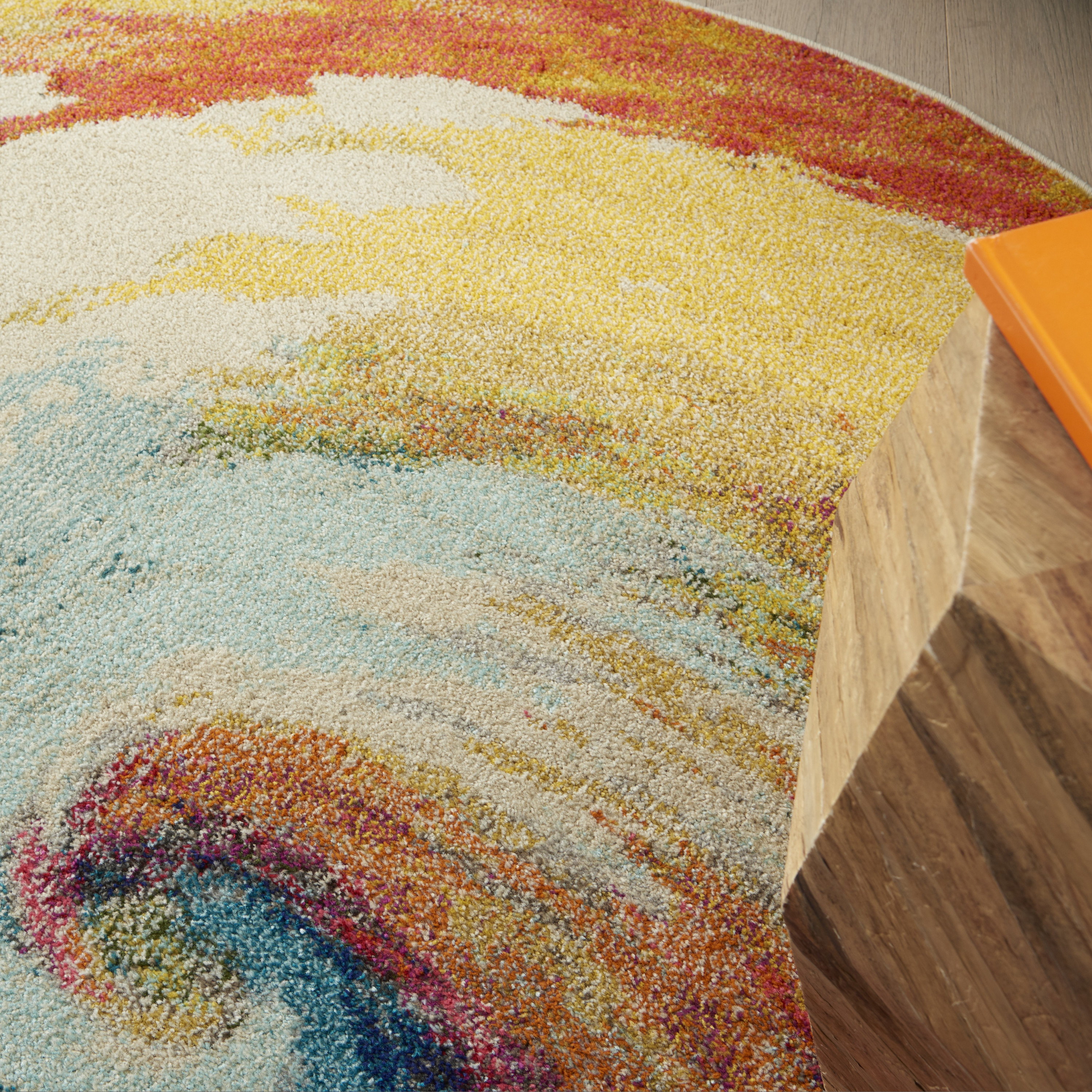 Nourison Celestial 4' x Round Wave Modern Indoor Rug