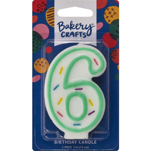 6 Green Sprinkle Numeral Candles