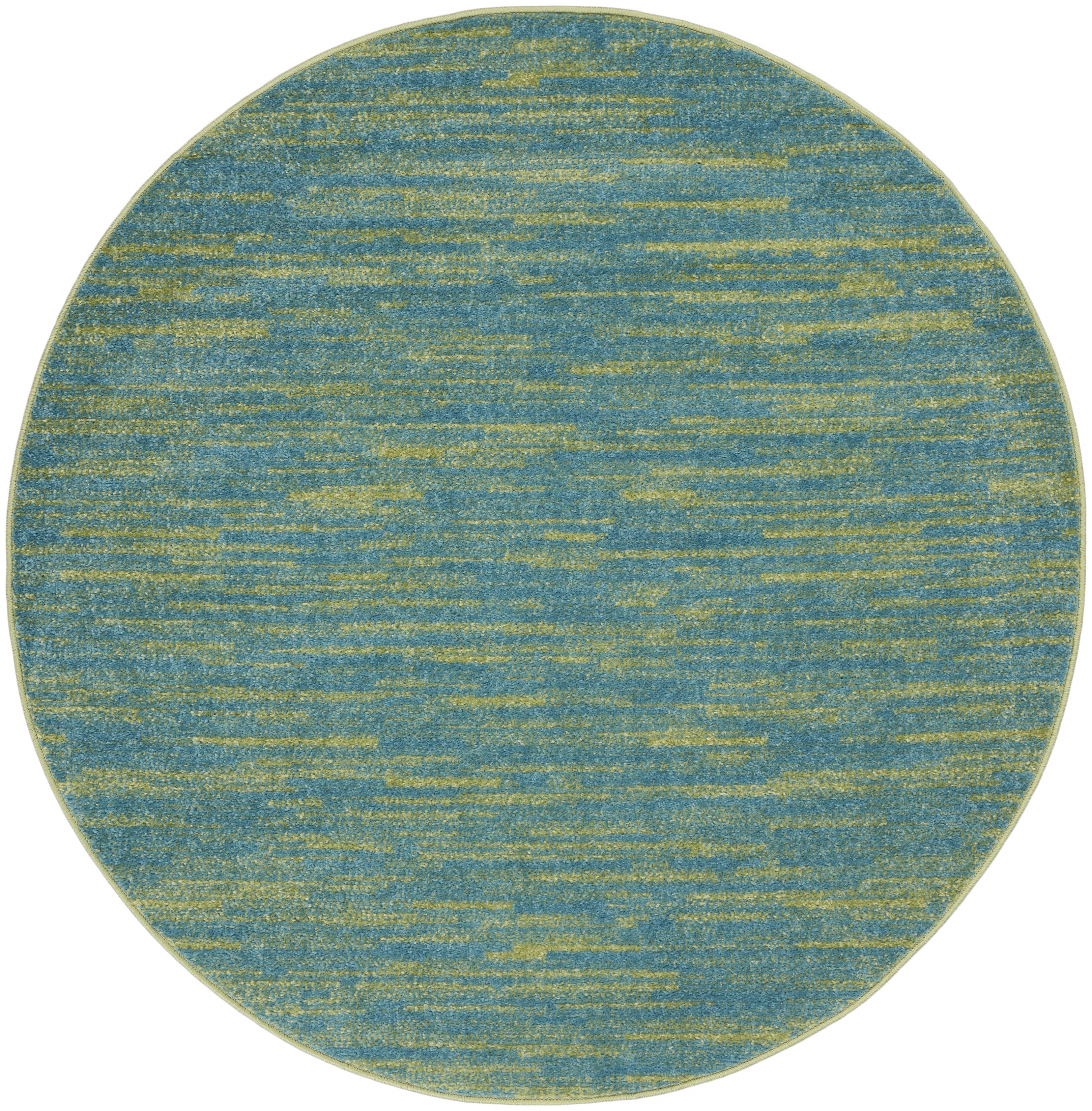 Nourison Nourison Essentials 4' x Round Blue Green Outdoor Rug