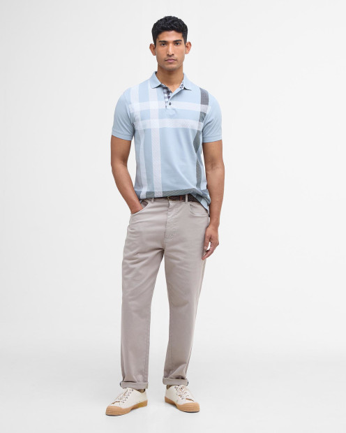 Blaine Tartan Short-Sleeved Polo Shirt Mineral Blue
