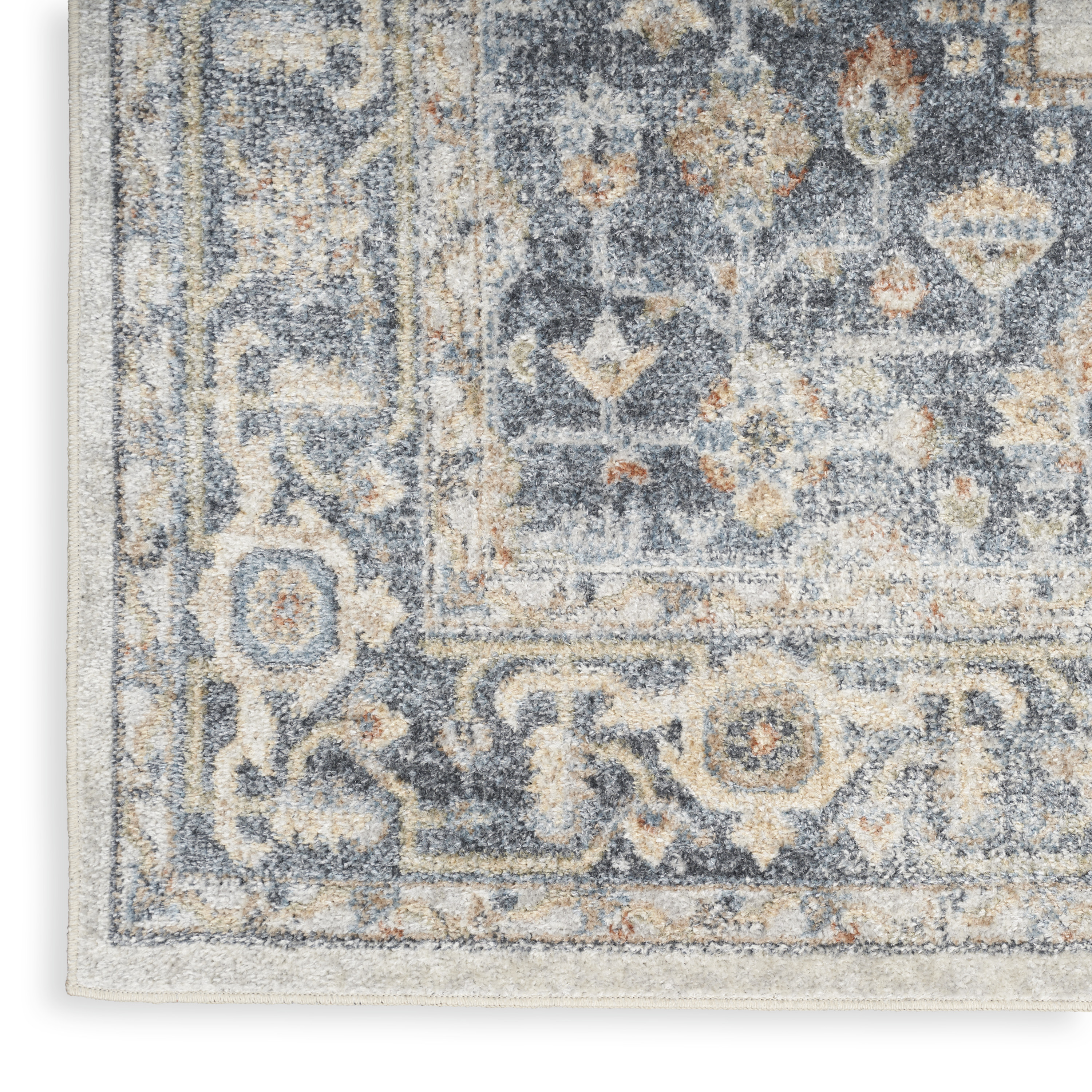 Nourison Astra Machine Washable 5'3" x 7' Grey Gold Vintage Indoor Rug