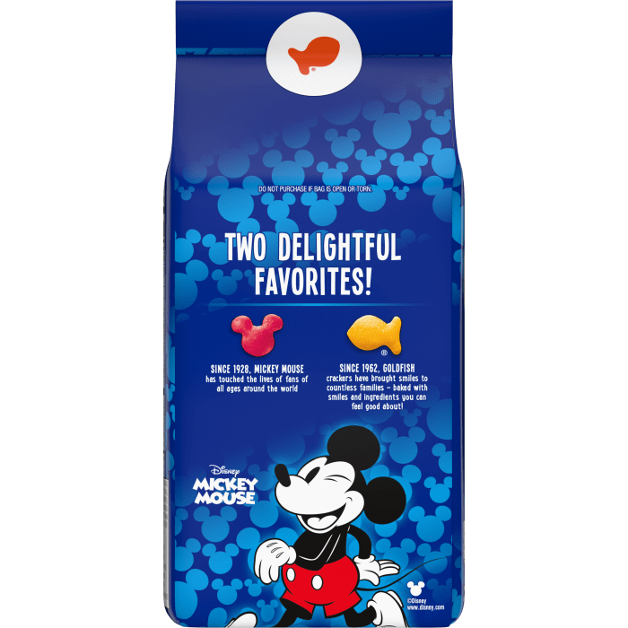 Goldfish® Disney Mickey Mouse Cheddar Crackers, 6.6 oz, bag - Back Image