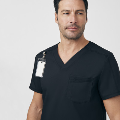 White Cross VIBE Men&#8216;s 2-Pocket V-Neck Scrub Top-White Cross