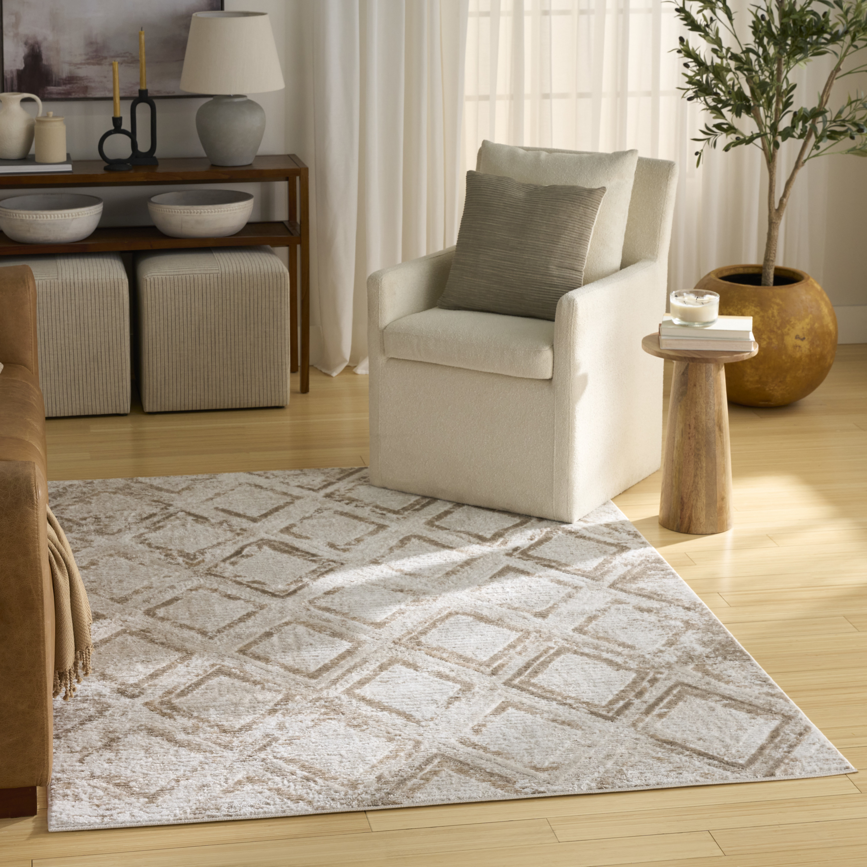 Nourison Dekor 4' x 6' Ivory Taupe Modern Indoor Rug