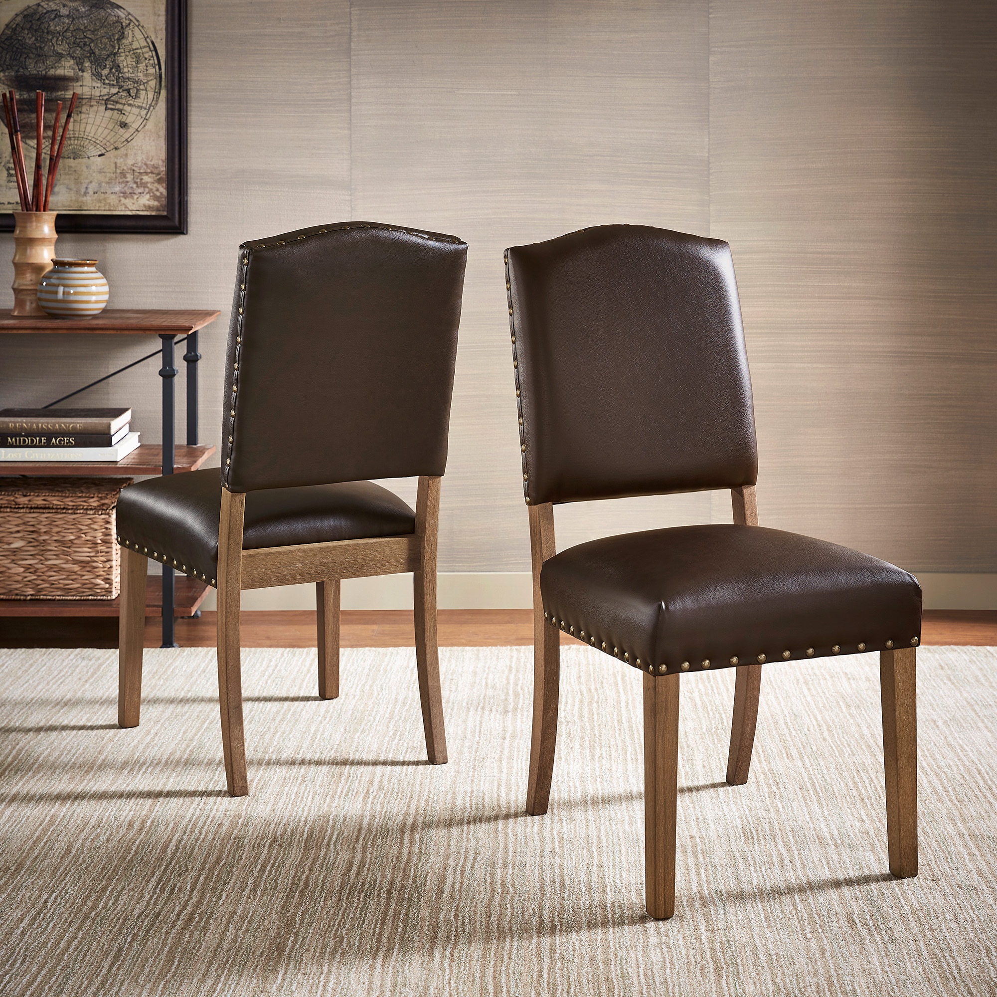 Nailhead Upholstered Dining Chairs (Set of 2)